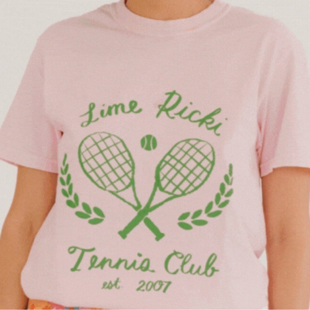 Lime Ricki Pink Tennis Club Tee Medium New